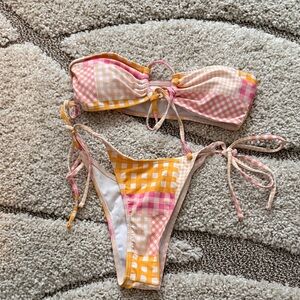 SGingham Bikini Set - Pink and Yellow